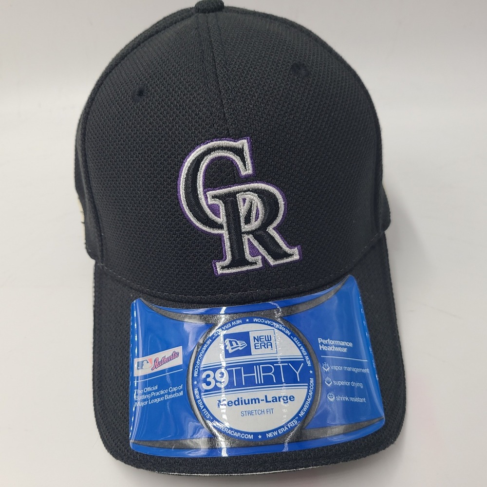 Colorado Rockies Hat Fitted (Seems S-M) New Era 39Thirty Black Batting Practice
